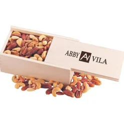 Wooden Box with Mixed Nuts