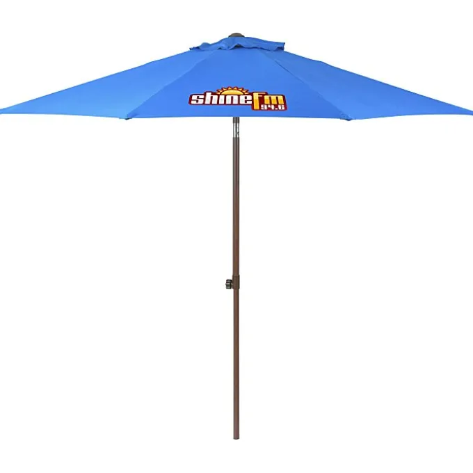 Wood Look Tilting Market Umbrella - 9 foot Arc