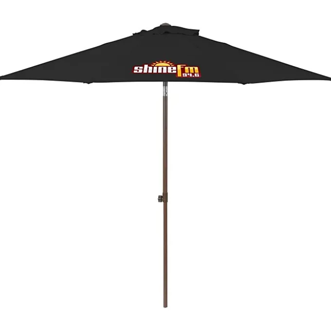 Wood Look Tilting Market Umbrella - 9 foot Arc