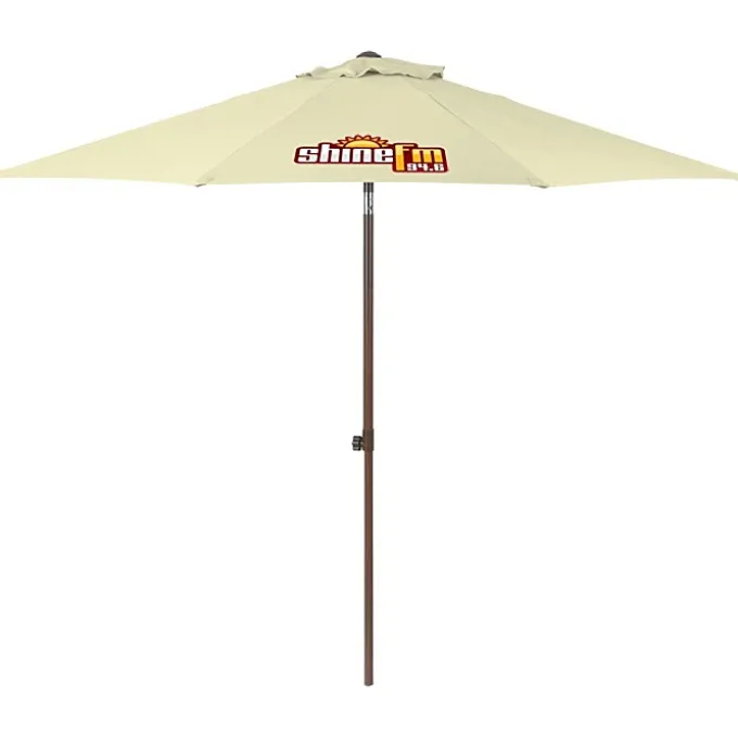Wood Look Tilting Market Umbrella - 9 foot Arc