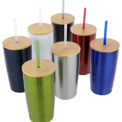 Yowie Vacuum Tumbler with Bamboo Lid & Straw - 18 oz