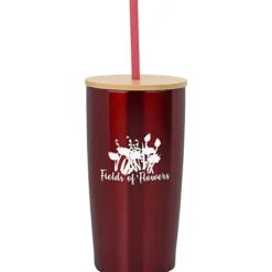 Yowie Vacuum Tumbler with Bamboo Lid & Straw - 18 oz