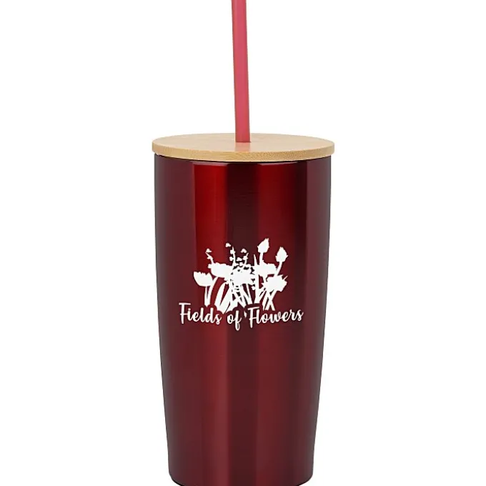 Yowie Vacuum Tumbler with Bamboo Lid & Straw - 18 oz
