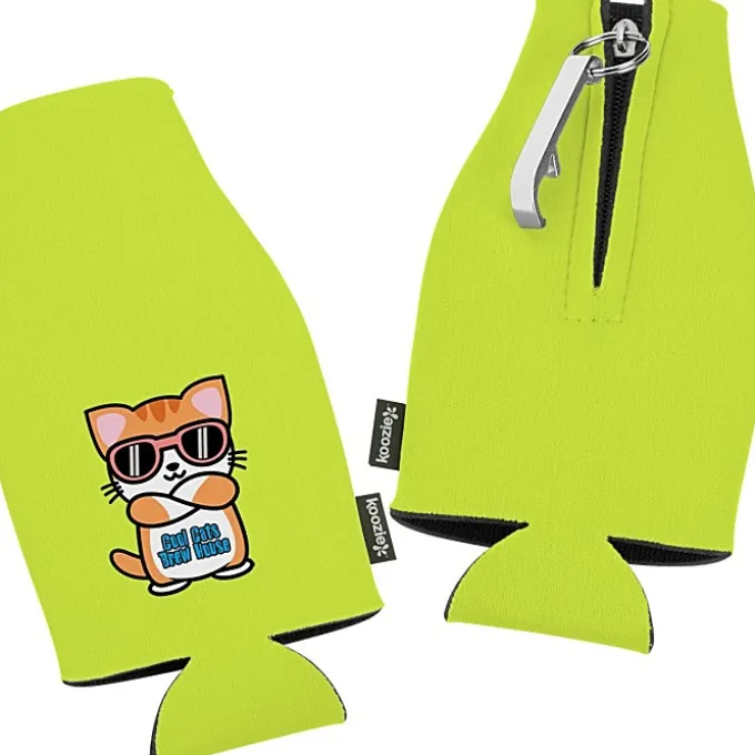 Zip-up Bottle Koozie® Cooler with Opener